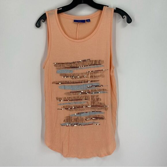 Apt. 9 Women’s Scoop Neck Peach Color sequin Sleeveless Top size XS - Picture 1 of 3